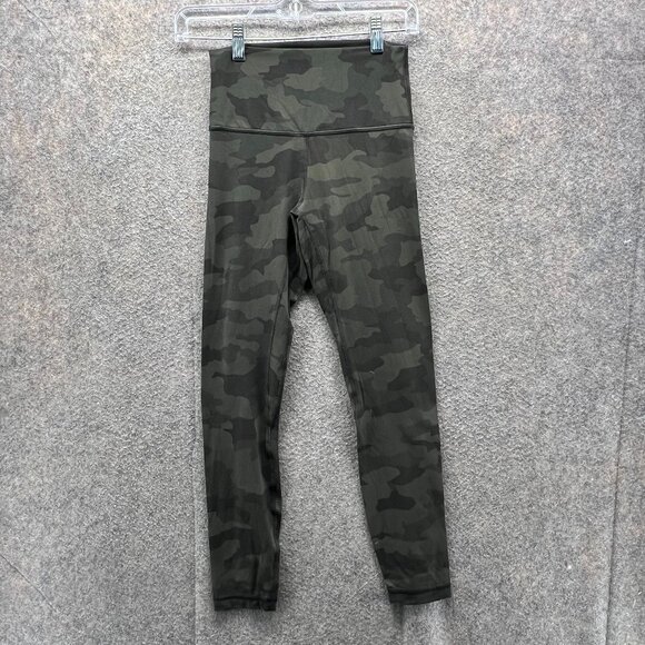 Lululemon Pants Womens 4 Green Camo High Rise Full Length Leggings Gym Yoga - Picture 1 of 11